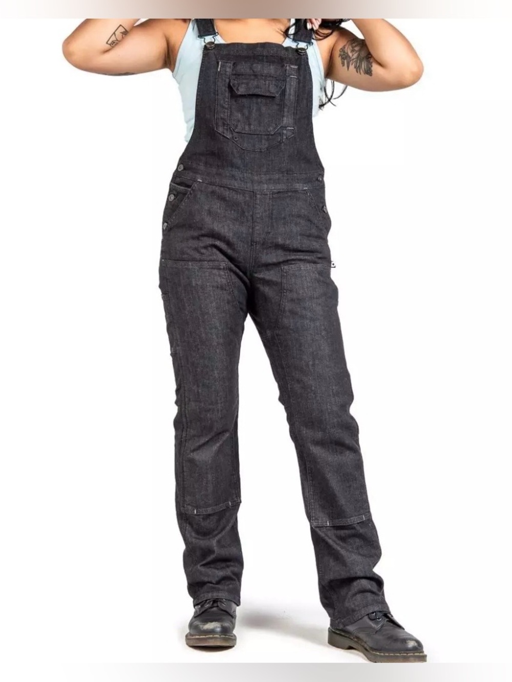DOVETAIL Workwear Freshley Straight Leg Womens Denim Overall SZ 0 x30 Black NWOT